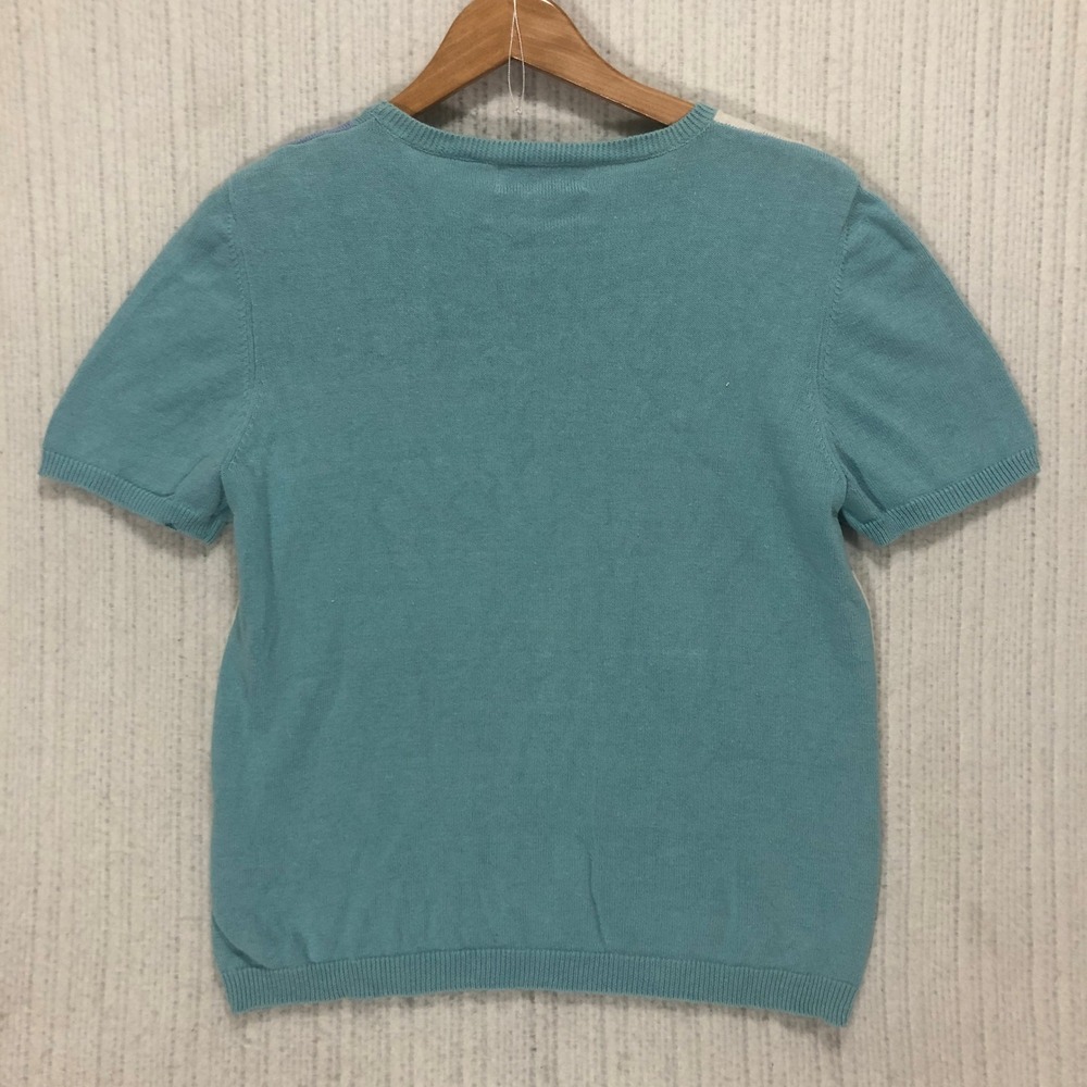 Alfred Dunner Petite Short Sleeve Sweater Blue Green Floral Coastal PL RN19232 - Picture 6 of 8